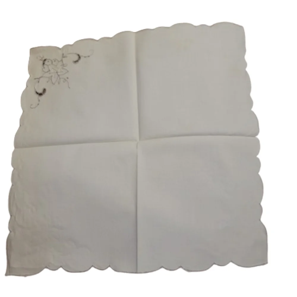 Vintage Embroidered Napkin Set Cream Floral Linen Cottagecore Table Linens